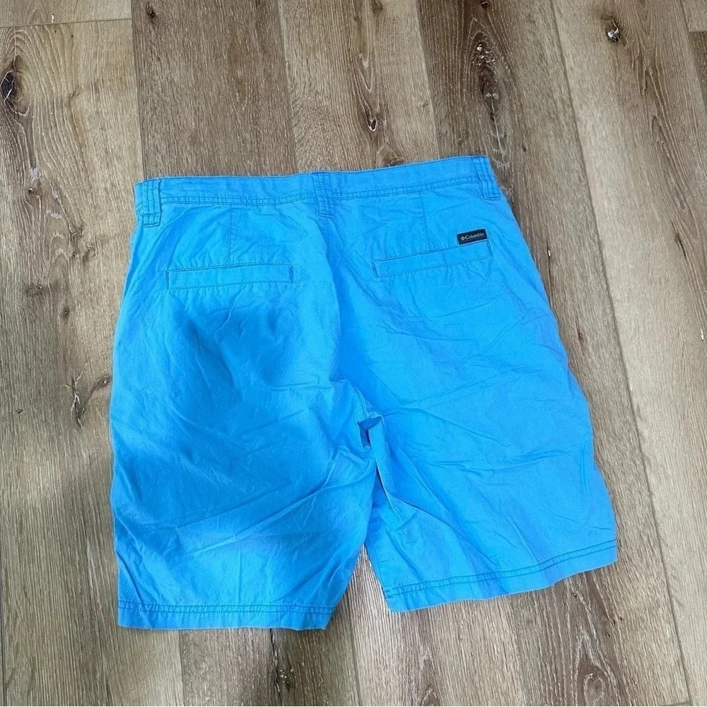 Columbia Men's Bright Blue Flat Front Cotton Chino Shorts Size W34 L10 GUC - Picture 7 of 7